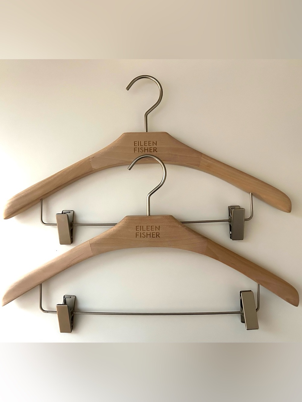 EILEEN FISHER WOODEN HANGERS NEW SET OF TWO